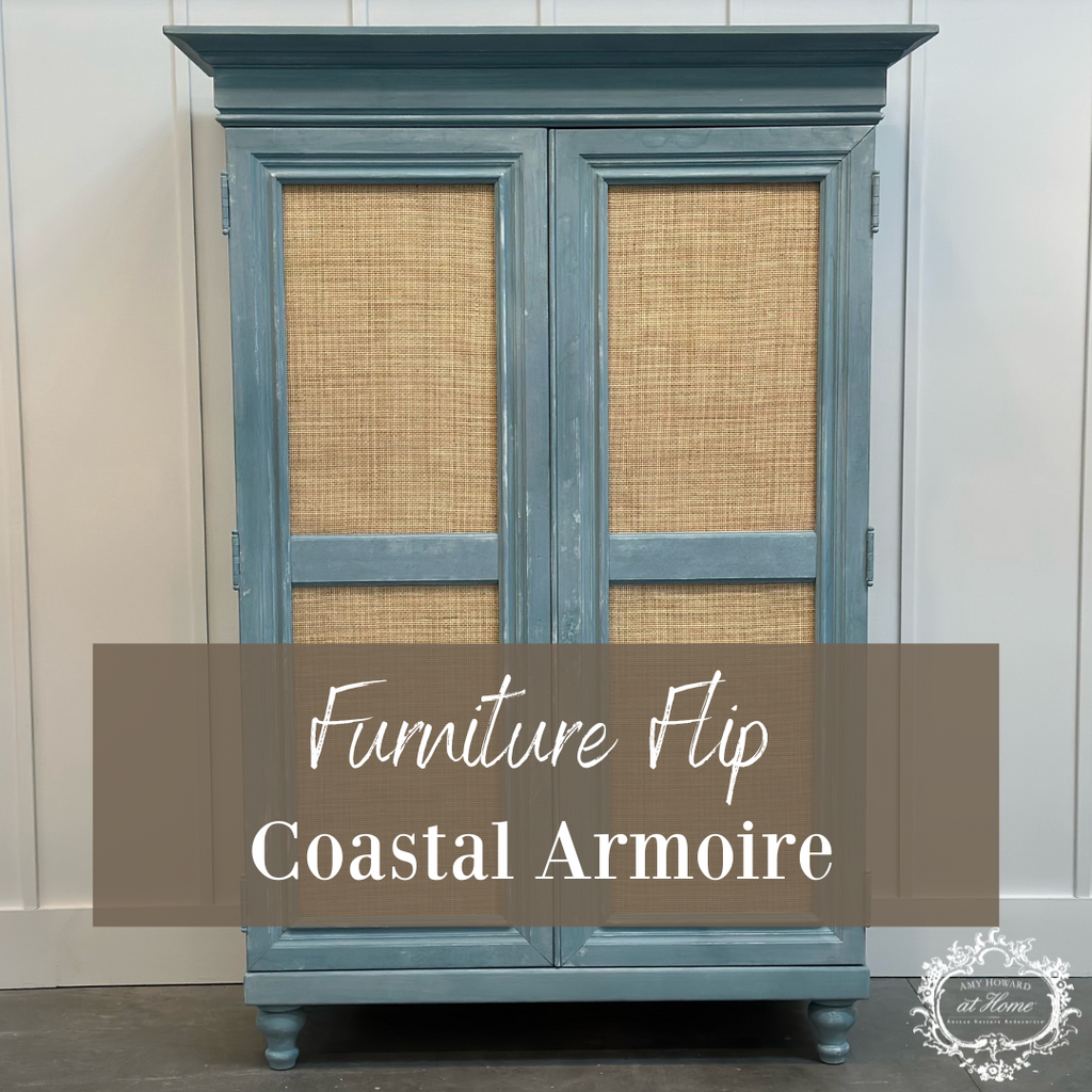 French Blue Armoire Makeover Using Amy Howard One-Step Paint