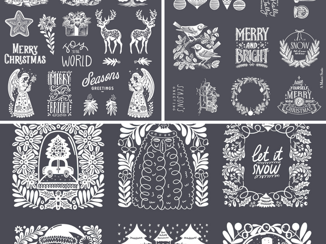 Scandinavian Christmas Mesh Stencil Bundle 2024