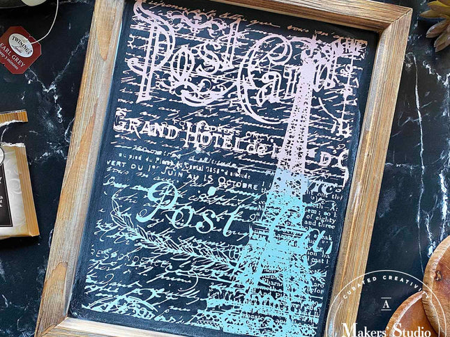 Parisian Post Card - Mesh Stencil 8.5x11